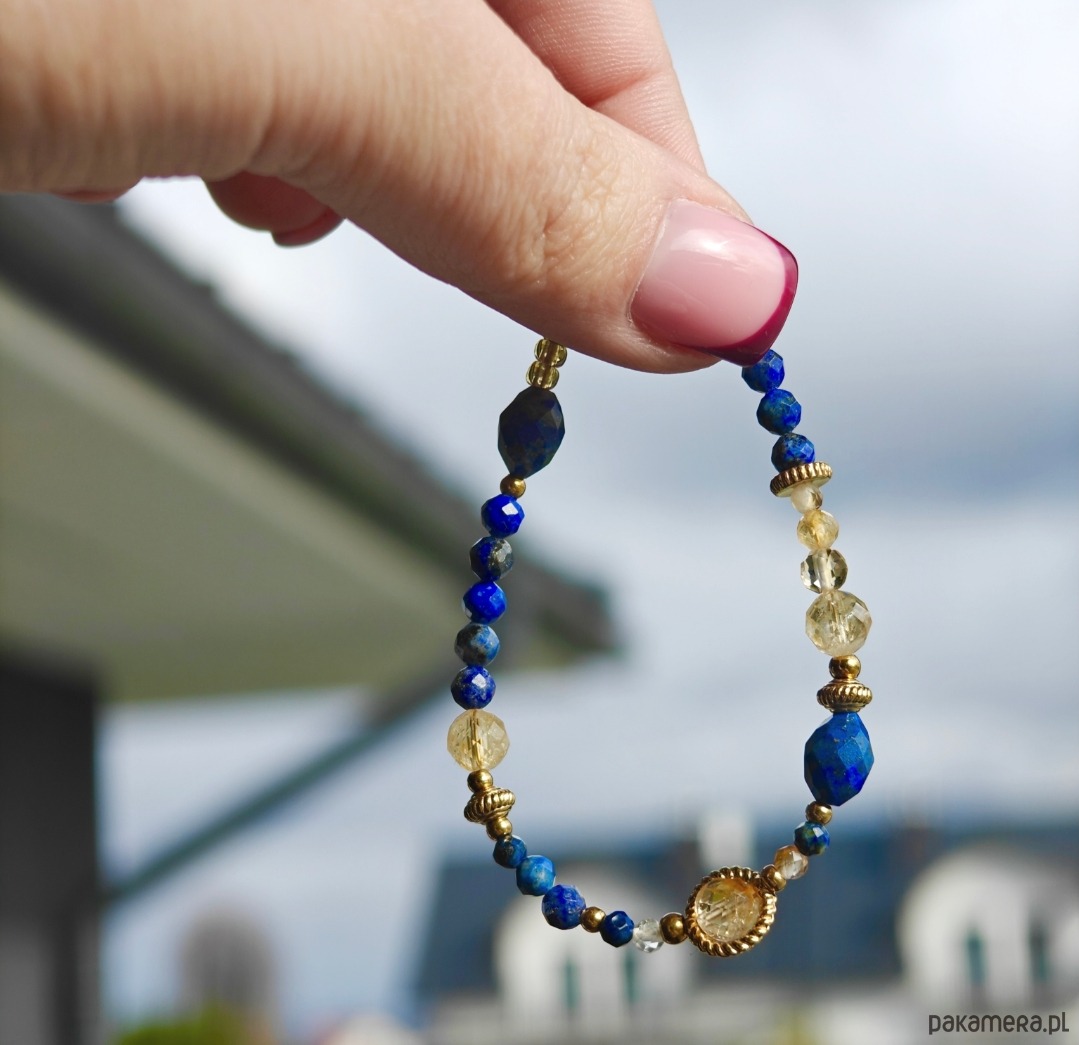bransoletki złote Bransoletka lapis lazuli cytryn kryształ 3