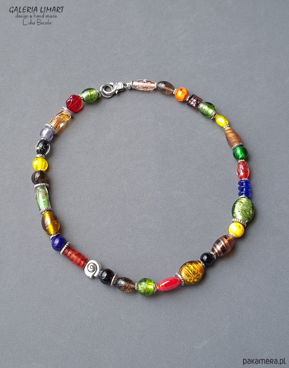 korale Vintage style elegancki naszyjnik ze szkła weneckiego multicolor Prezent lux 2