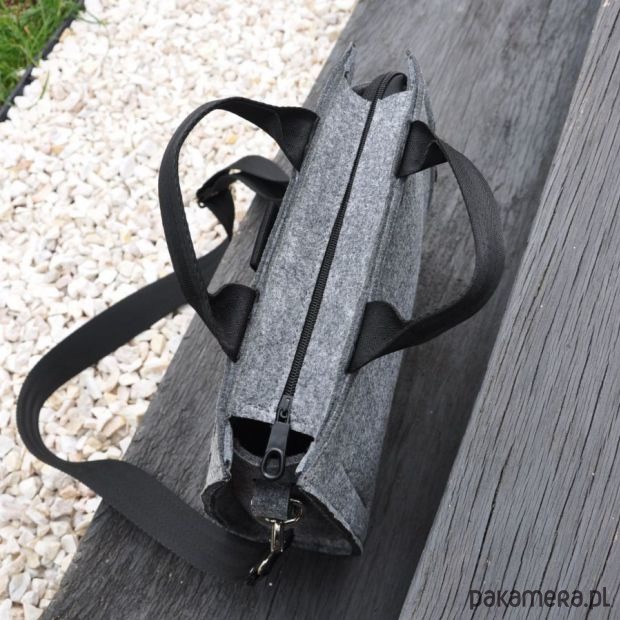 torebki do ręki Designerska torebka - szara - czarny pas - mini 4