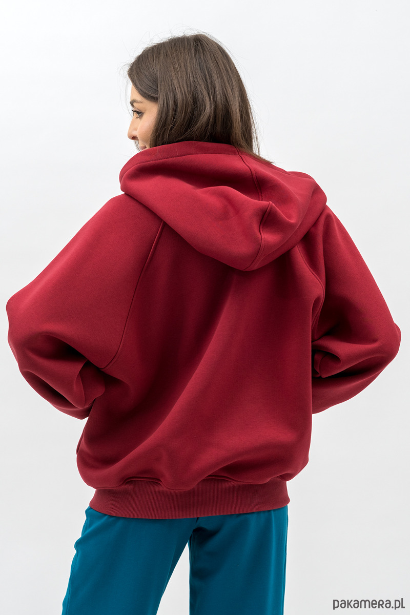 bluza z kapturem damska Bluza z kapturem na zamek ,,IKBAL"bordo 2