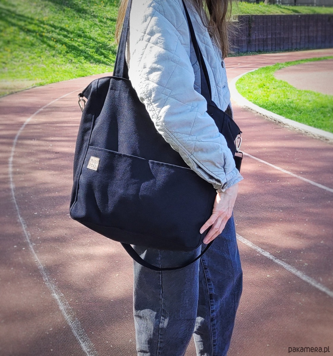 torby na ramię Lazy bag Pocket  torba czarna bawełniana vegan 1