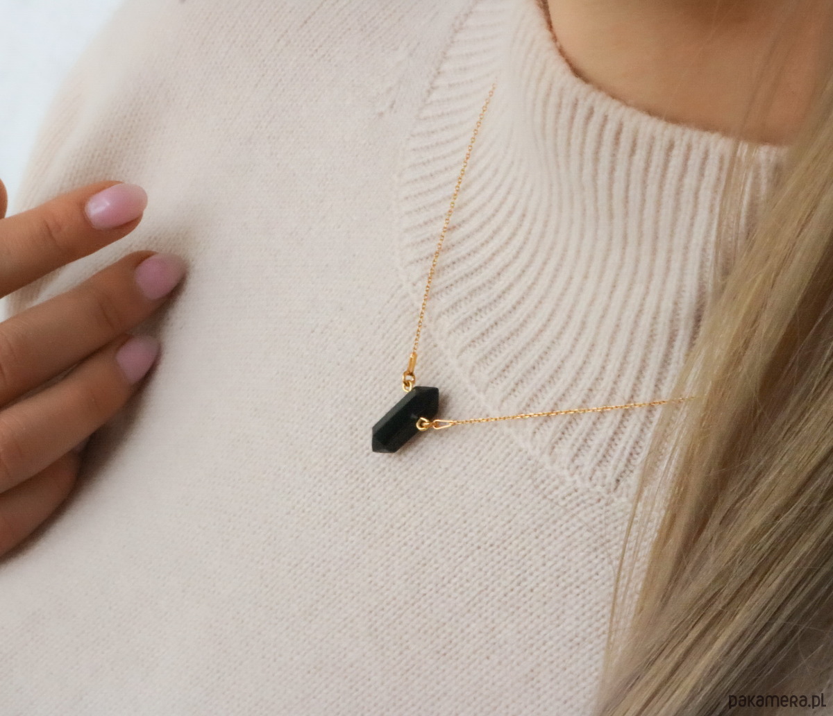 złote naszyjniki Naszyjnik onyks- srebro 925 pozłacane 3