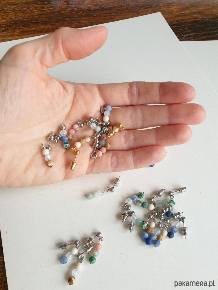 kolczyki z kamieniami Kolczyki DROPSY MINI lapis lazuli, kwarc dymny,jaspis niebieski 3