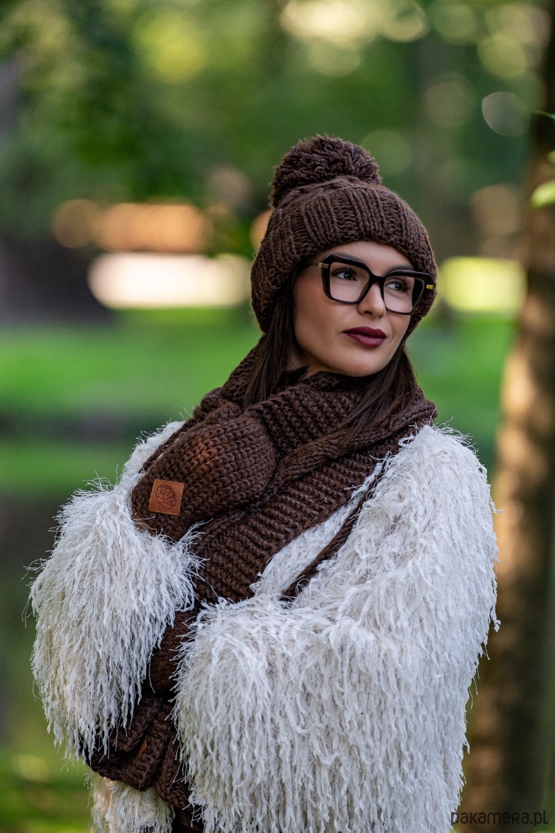szale damskie Szal MERINO Brązowy szalik 1