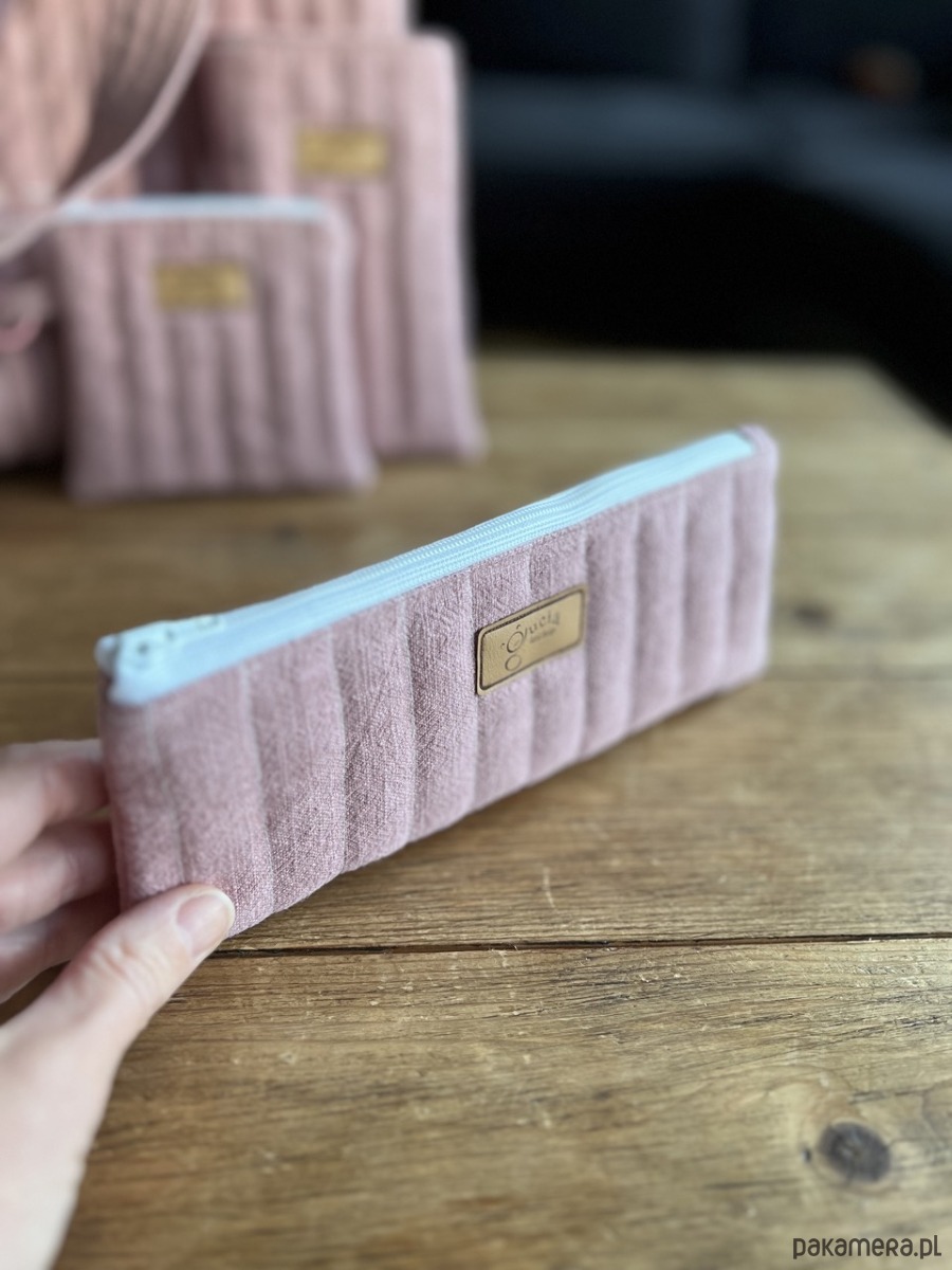 piórniki Piórnik lniany - zgaszony róż 5