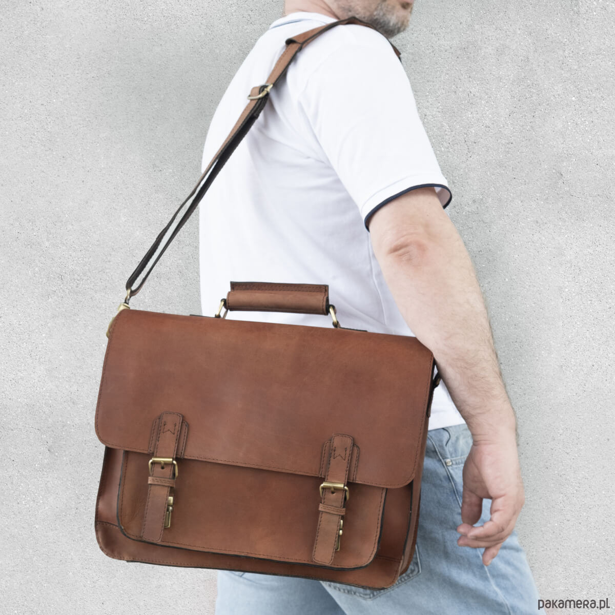 torby na ramię Torba Vintage Retro Skórzana Damska Męska Brązowa Skóra Belveder BL120 7