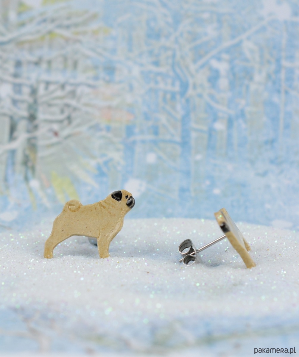 kolczyki ceramiczne Mopsy - ceramiczne kolczyki sztyfty 1