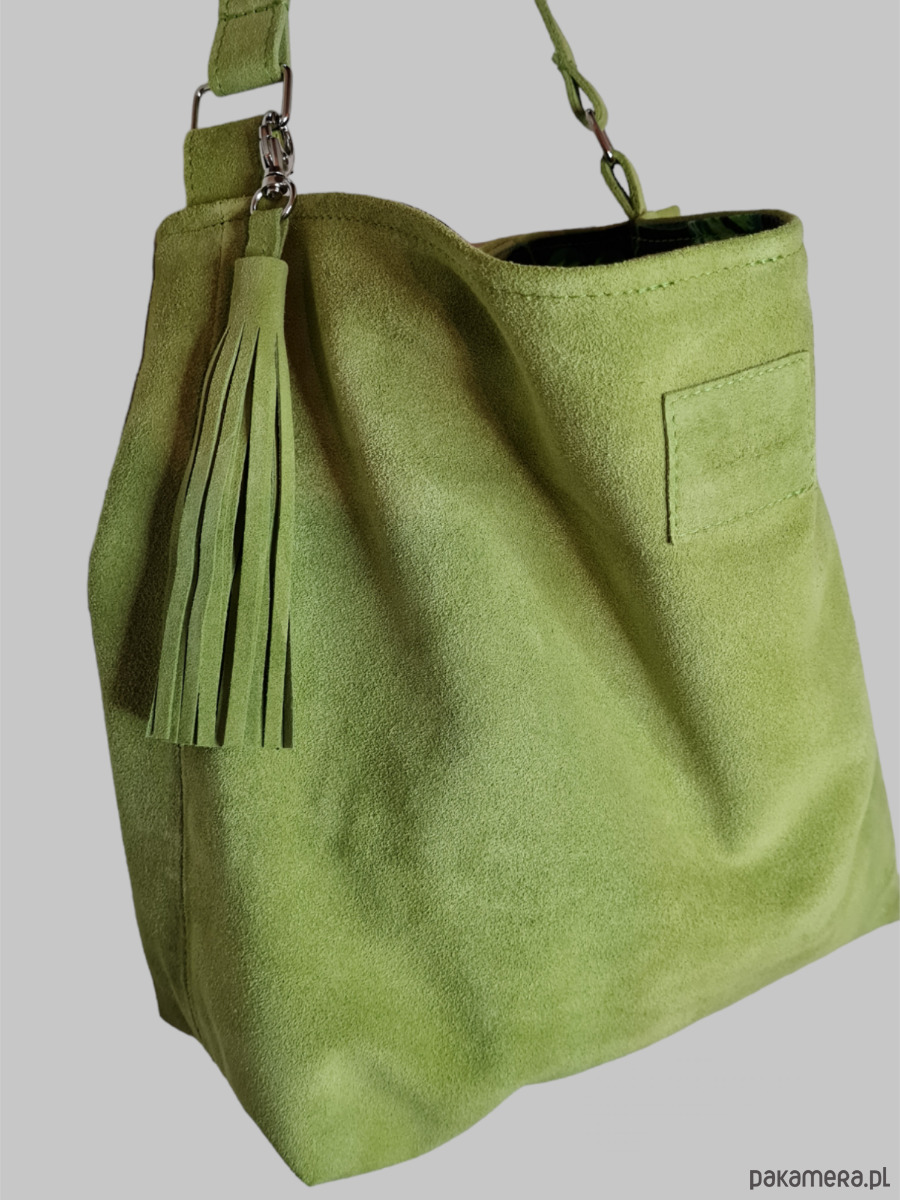 torby na ramię Zamszowa Shopper Bag, Boho. Duża torebka na ramię skóra zamszowa 3