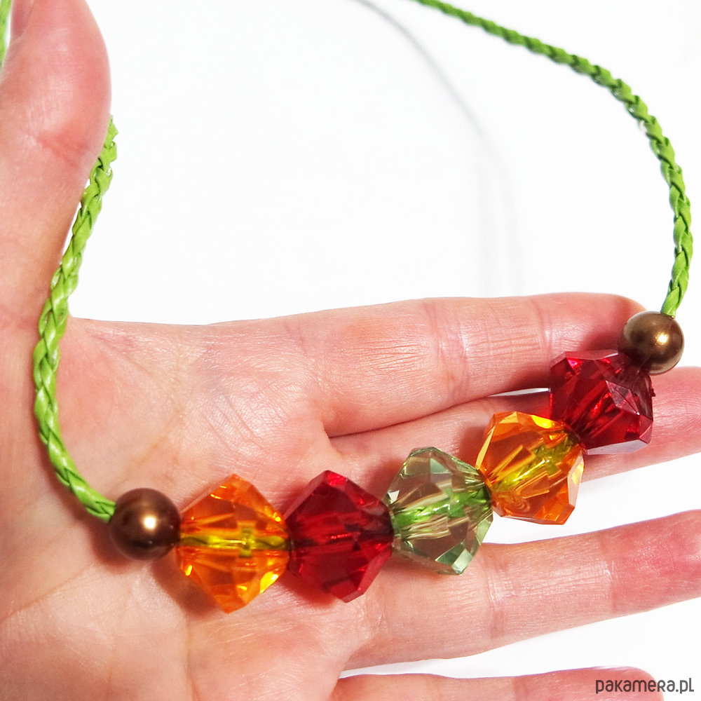 korale Naszyjnik - Kolorowy, zielony, czerwony 4