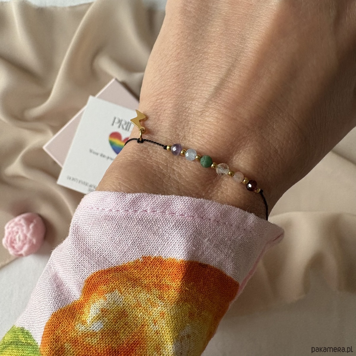 bransoletki na sznurku Kolorowa bransoletka PRIDE z kamieni naturalnych 3