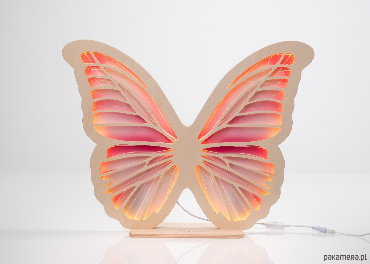dekoracje świetlne Lampka UNKY Motyl różowo-szary 1