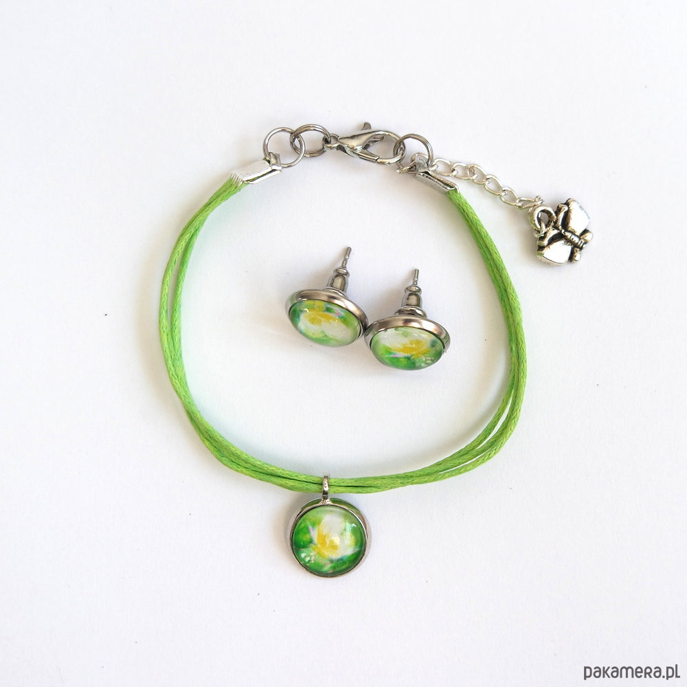 komplet biżuterii Komplet mini - Żółty motyl - kolczyki, bransoletka 1