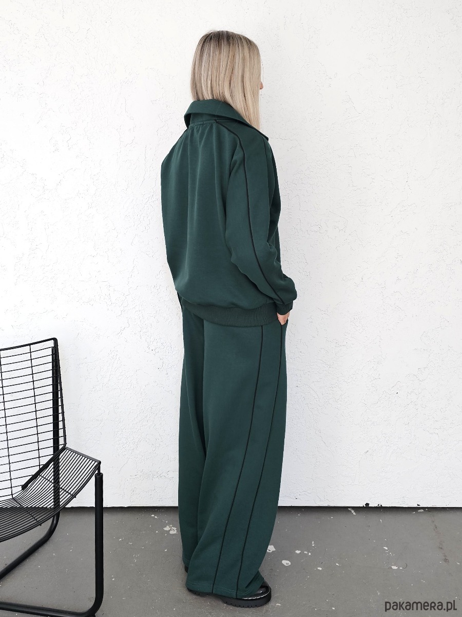 komplety damskie Gaia rozpinany komplet z lamówkami butelkowy zielony 2