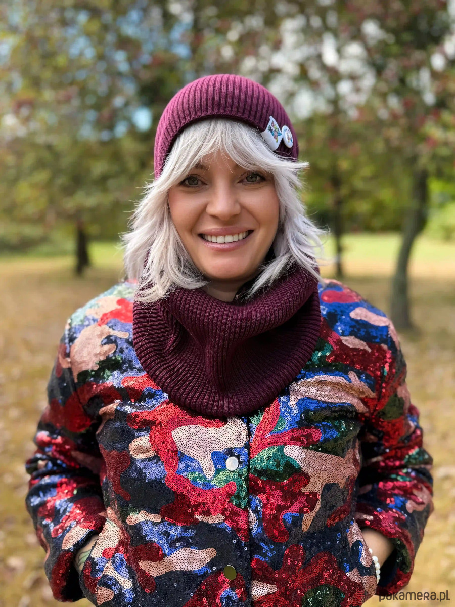 czapki damskie Luźna czapka z bawełny logo kolorowe Bordo 6