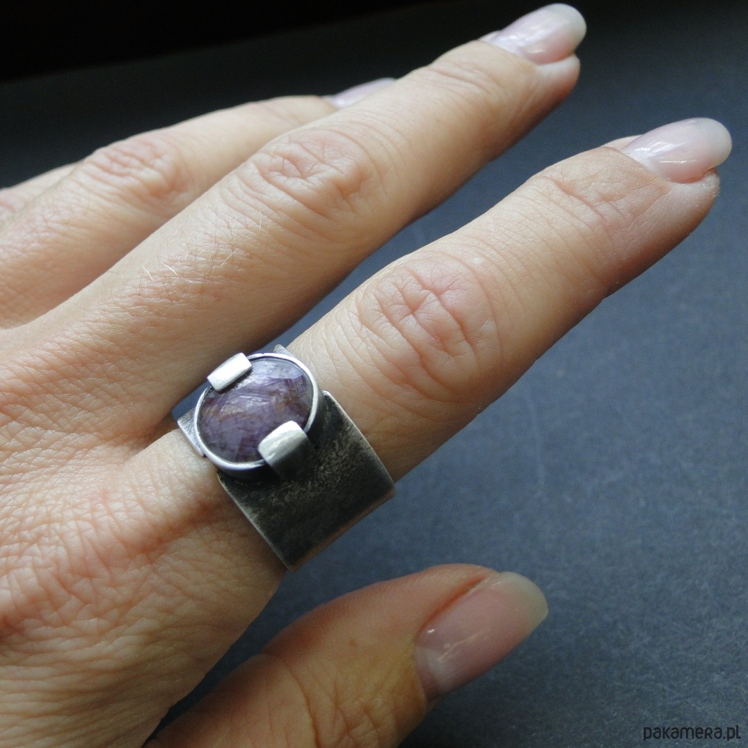 pierścionki srebrne Pierścień Szafir wrzosowy 002 7