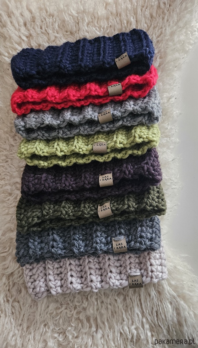 czapki damskie Brązowa Opaska wełniana 2