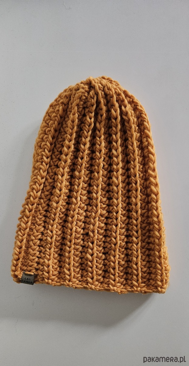 czapki damskie Mandarynkowa Czapka wełniana 2