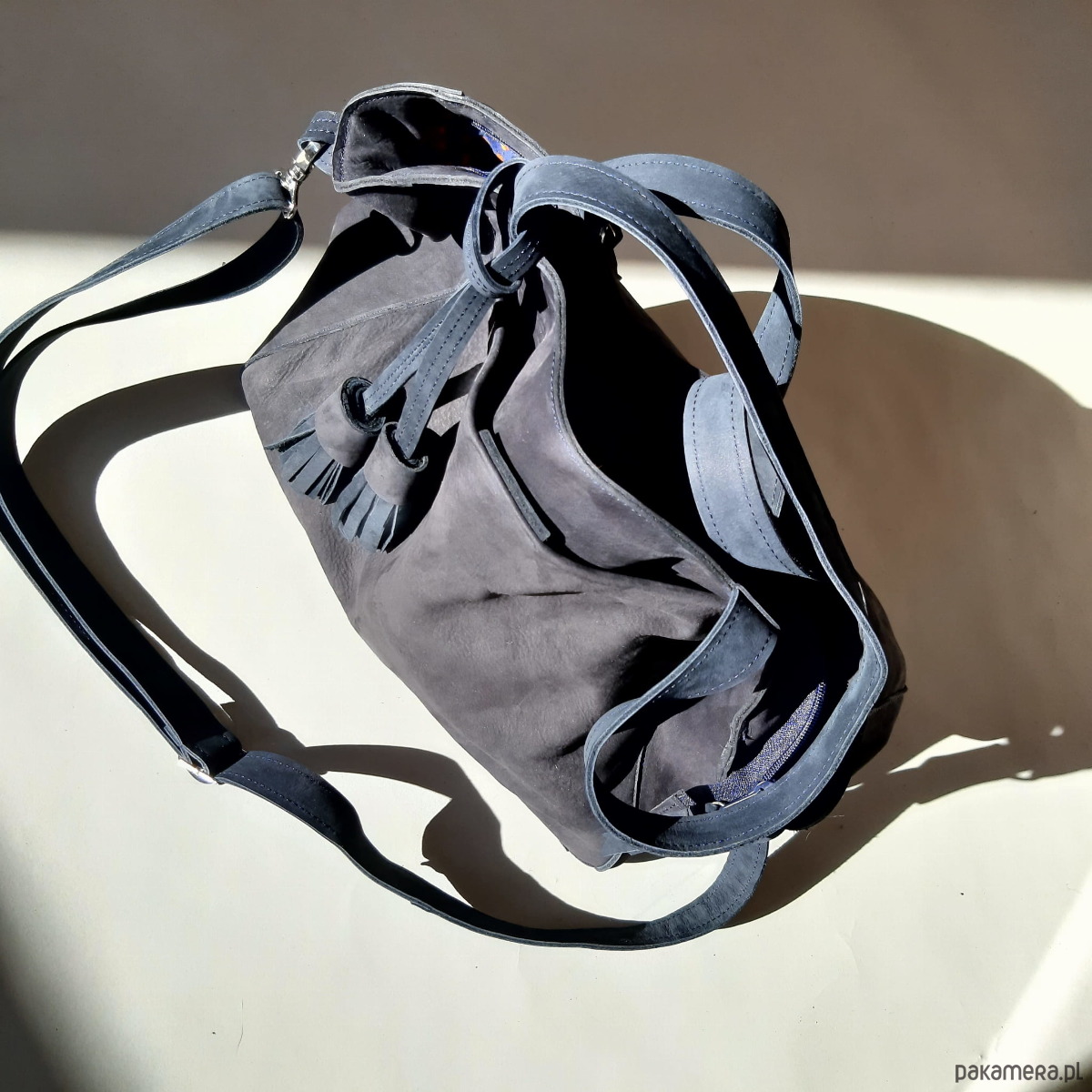 torby na ramię Grafitowa skórzana torba 1