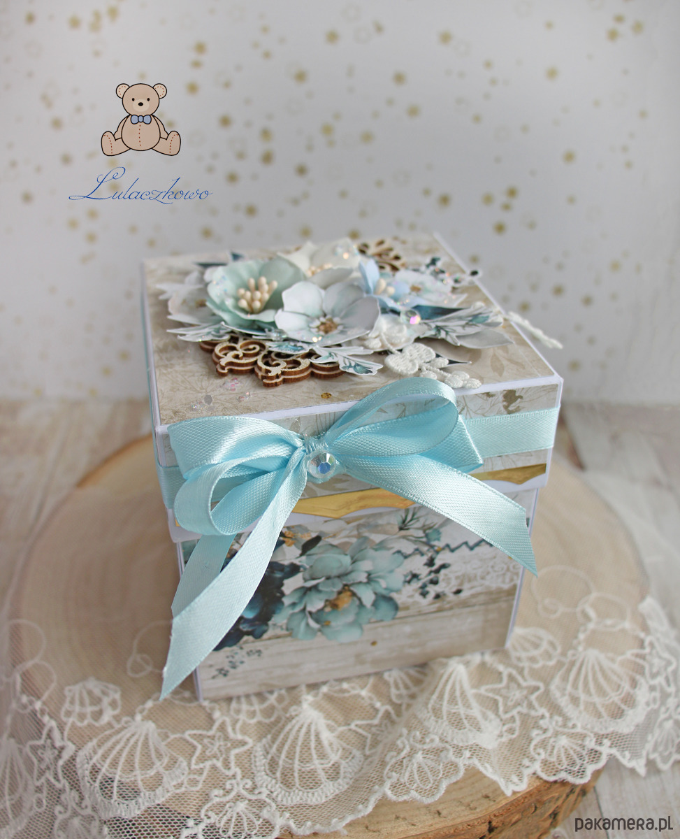 kartki scrapbooking Exploding box urodzinowy "ForeverBlue" GOTOWY 1