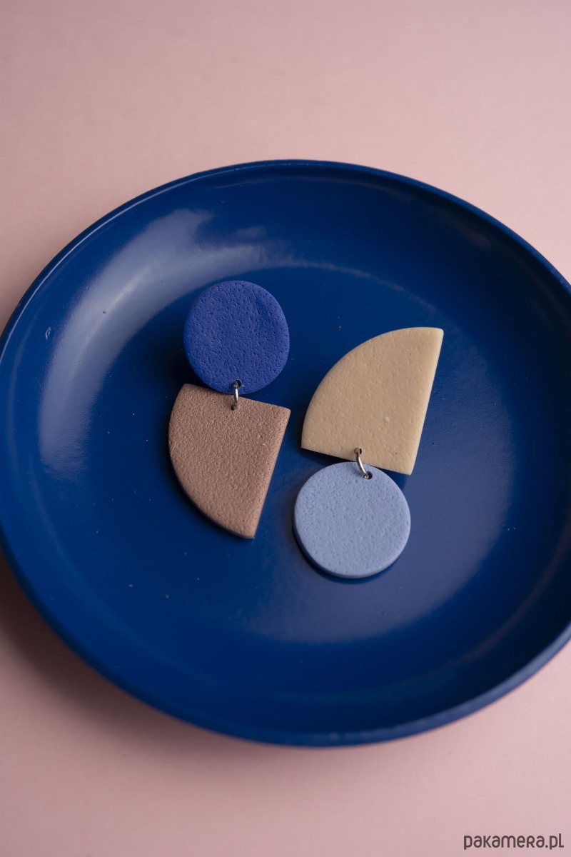 kolczyki z masy plastycznej Wiszące asymetryczne sztyfty 2