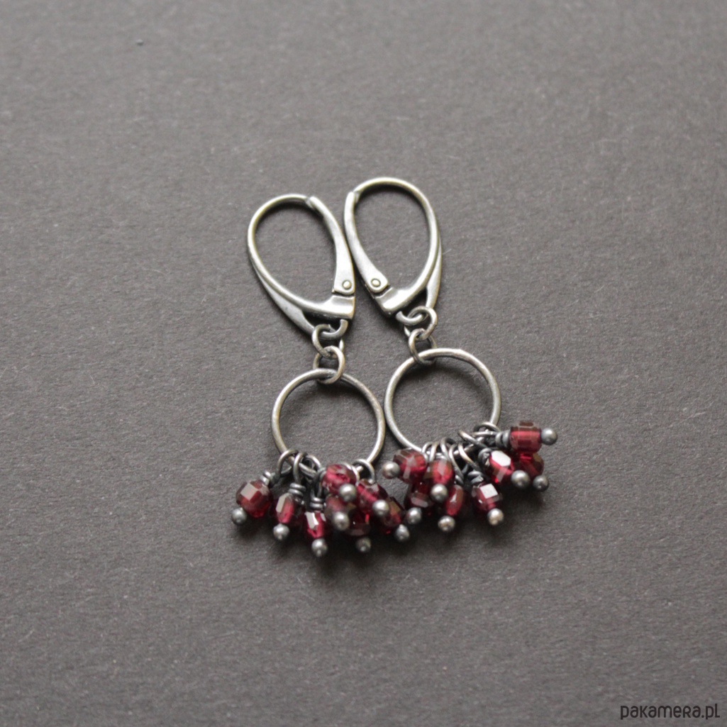 kolczyki z kamieniami Kolczyki cyganeczki z granatami 3