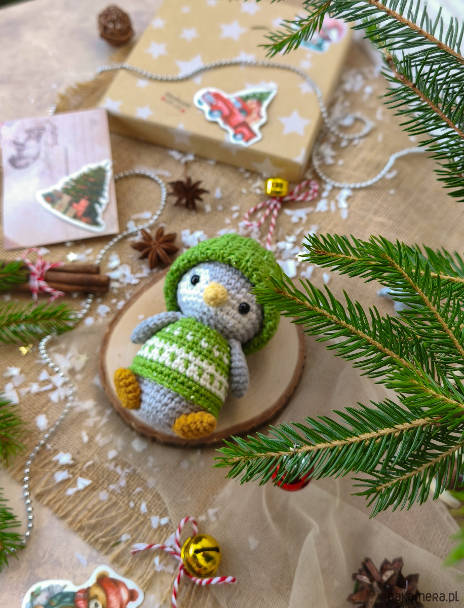 misie i maskotki Mały pingwinek w pudełku, Zabawka na prezent, Prezent dla dziecka 8