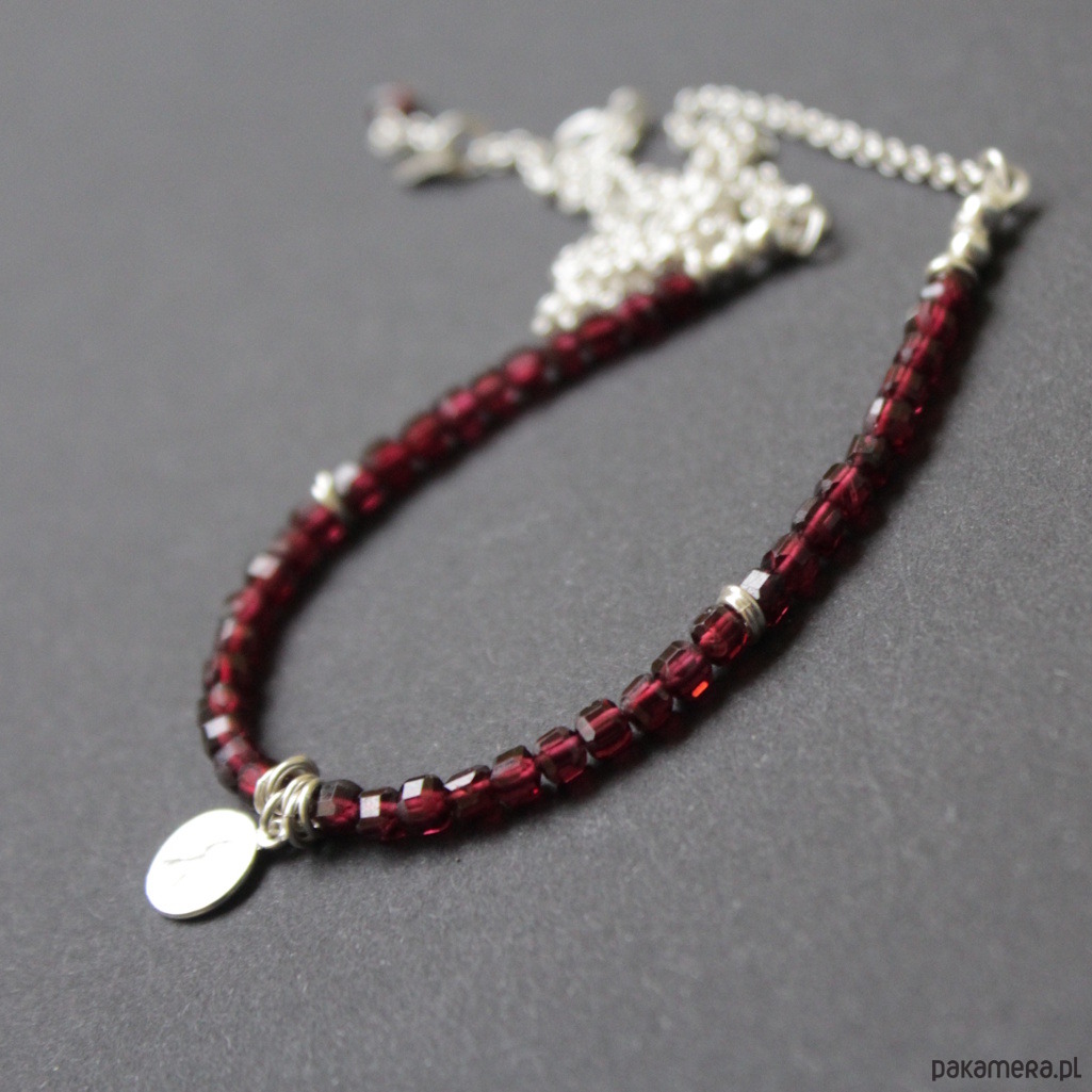 srebrne naszyjniki Naszyjnik Burgundowy 5
