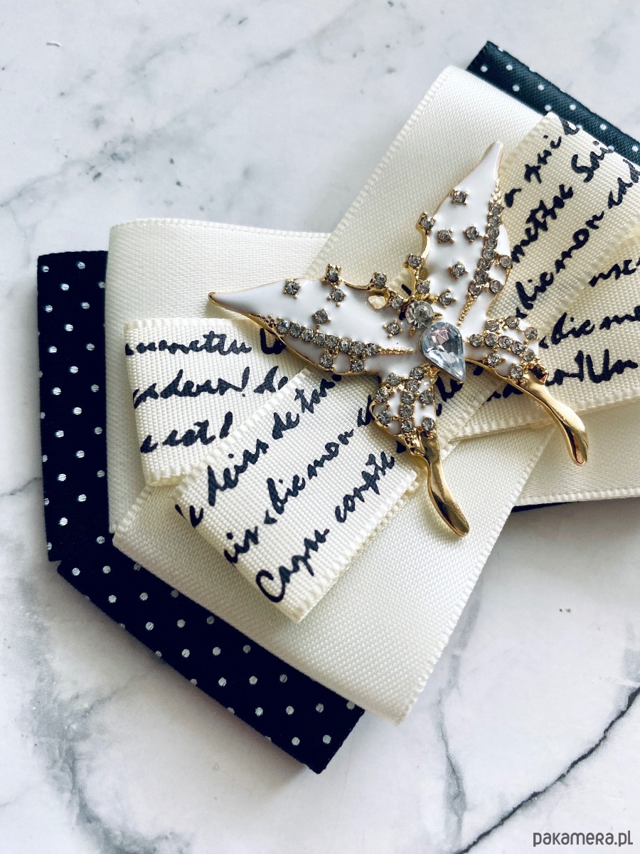 broszki Brosza Black & White z cudownym Motylem  NEW 7