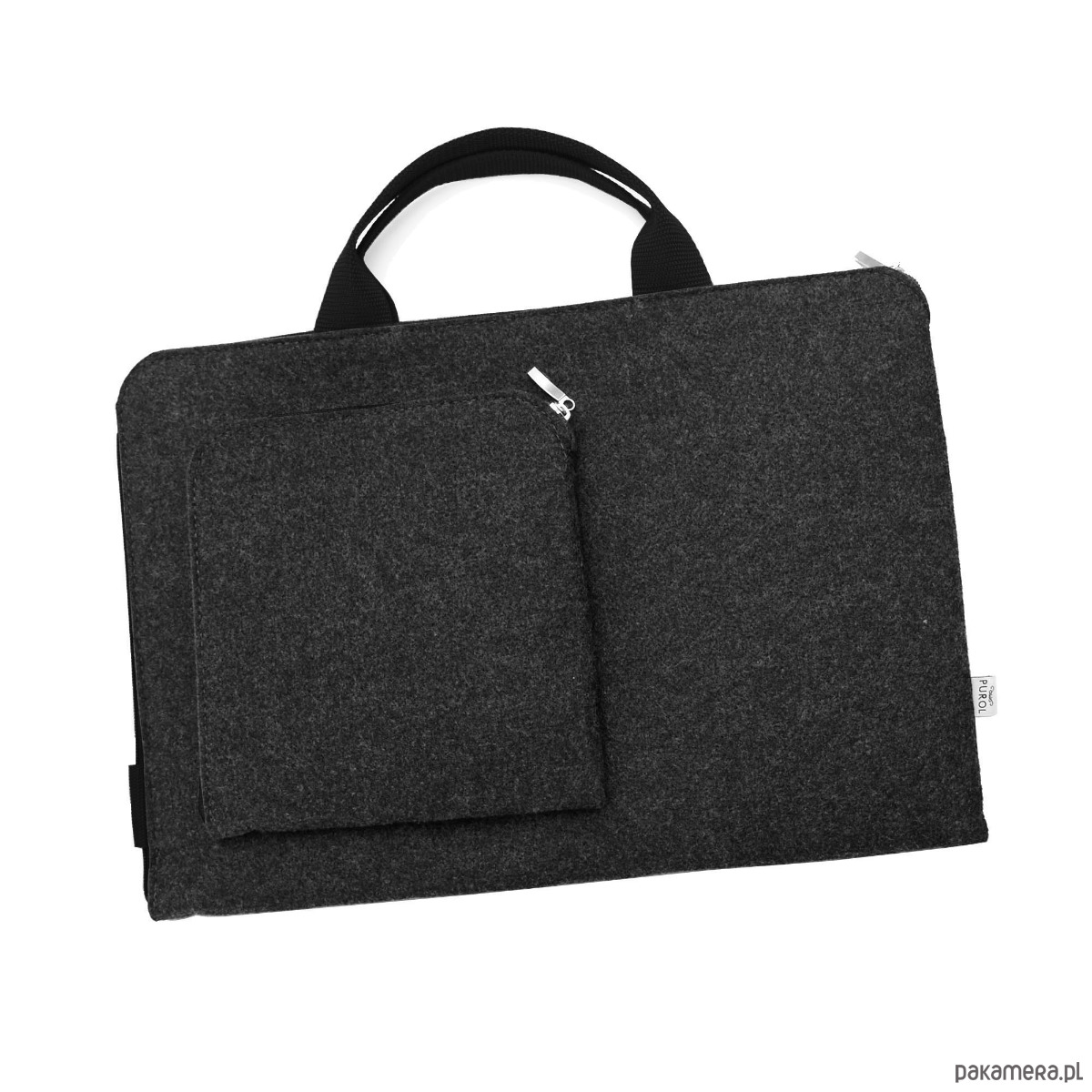 etui na laptopa Grafitowe Etui Na Laptopa Z Filcu Czarna Rączka 1