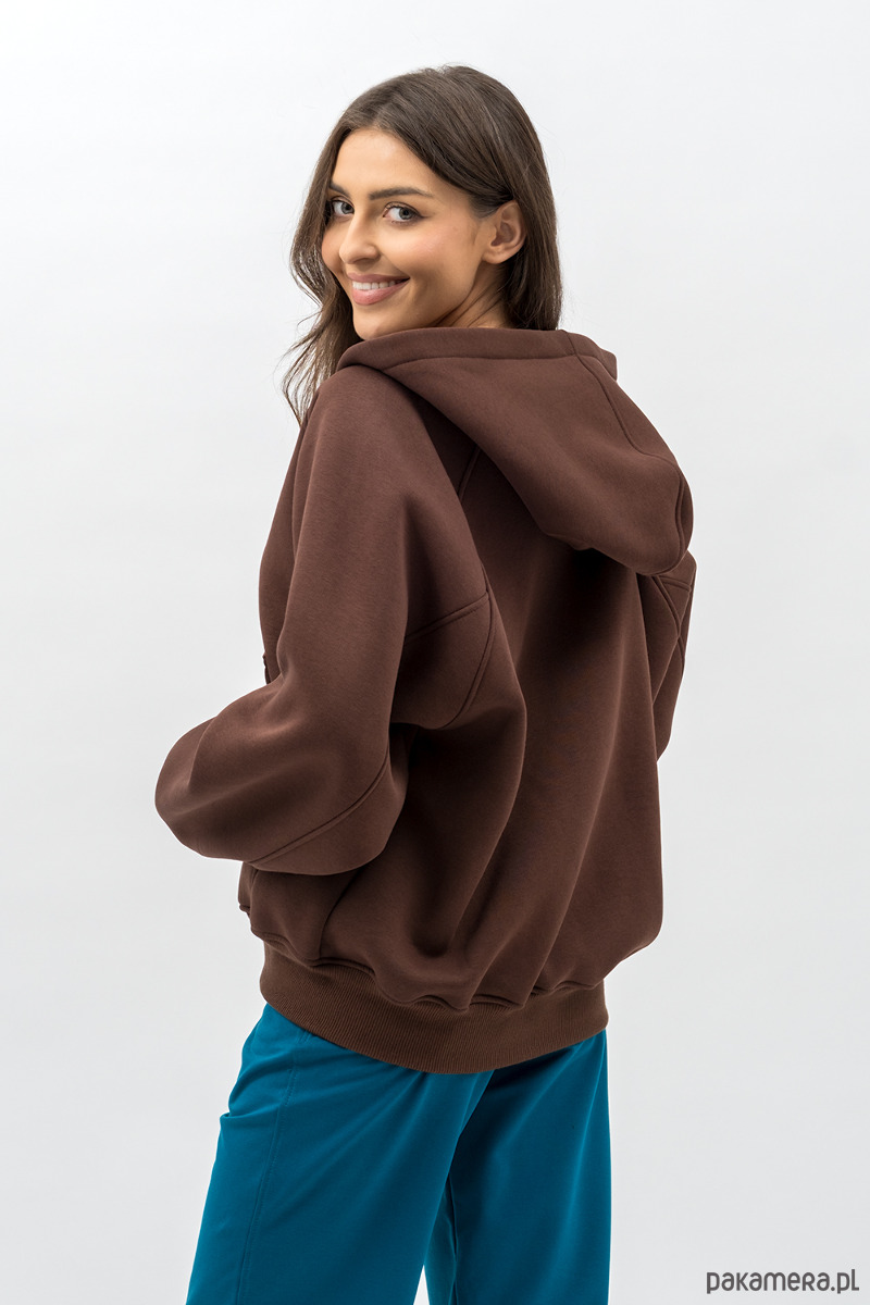 bluza z kapturem damska Bluza z kapturem na zamek ,,IKBAL" czekolada 3