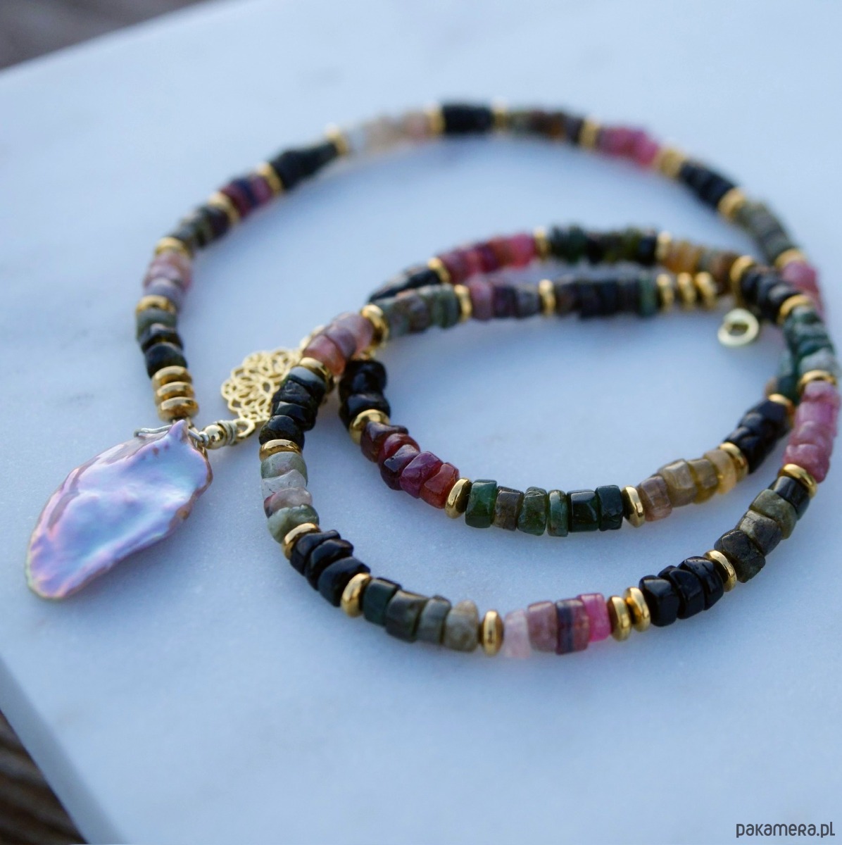 złote naszyjniki Naszyjnik z turmalinów 5