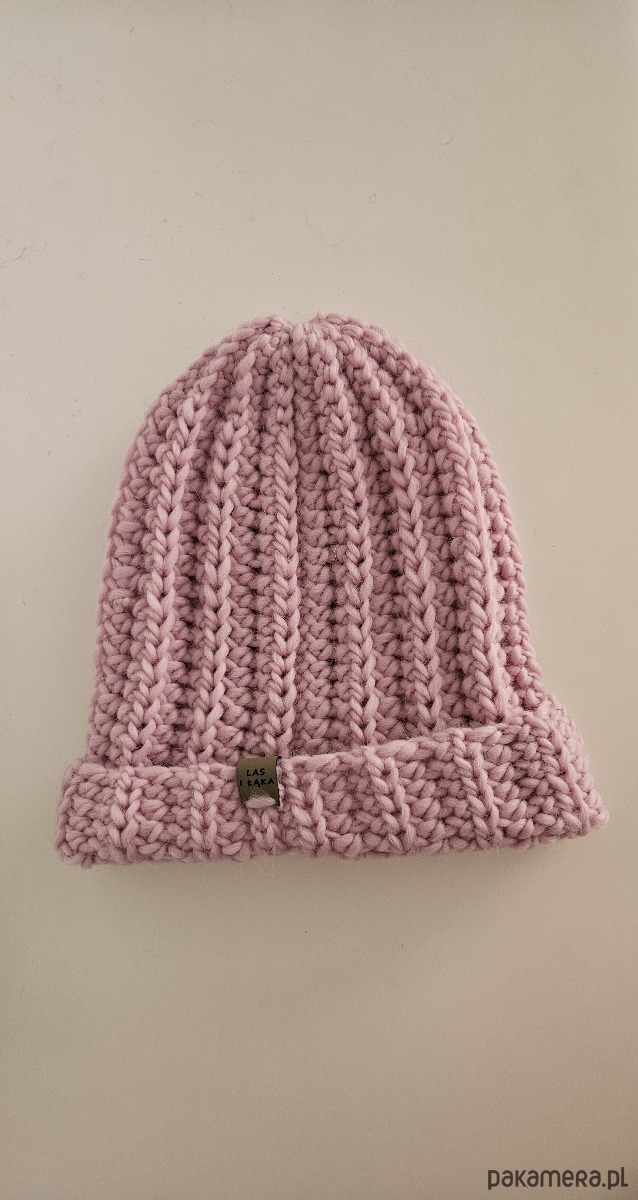 czapki damskie Różowa czapka wełniana 1