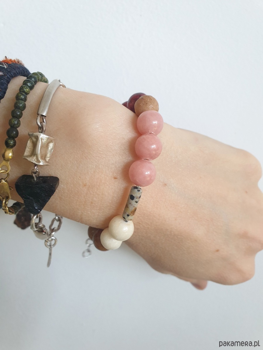 bransoletki z kamieni naturalnych Bransoletka  BOHO ART jadeit, jaspis, brąz, niebieski, rudy, beż 5