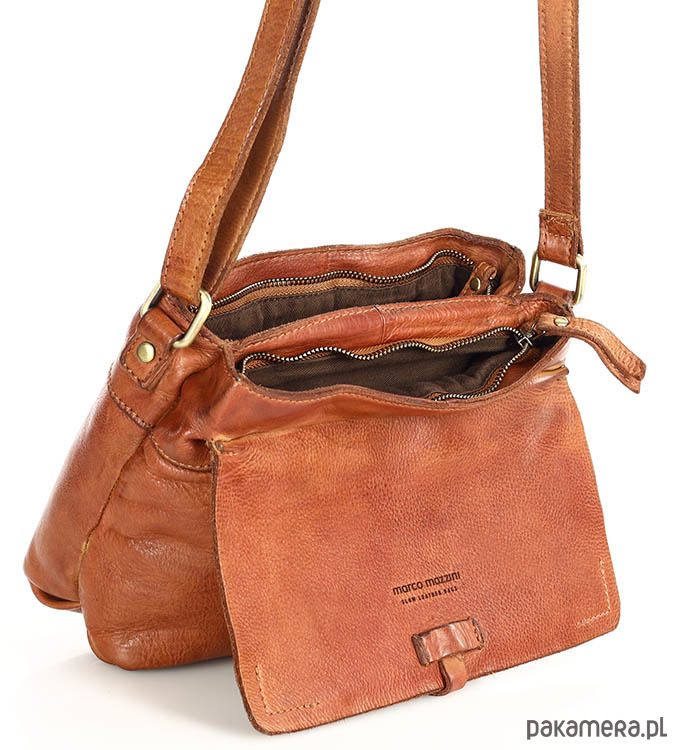 torby na ramię Torebka skórzana listonoszka damska messenger bag - MARCO MAZZINI brąz koniak 8