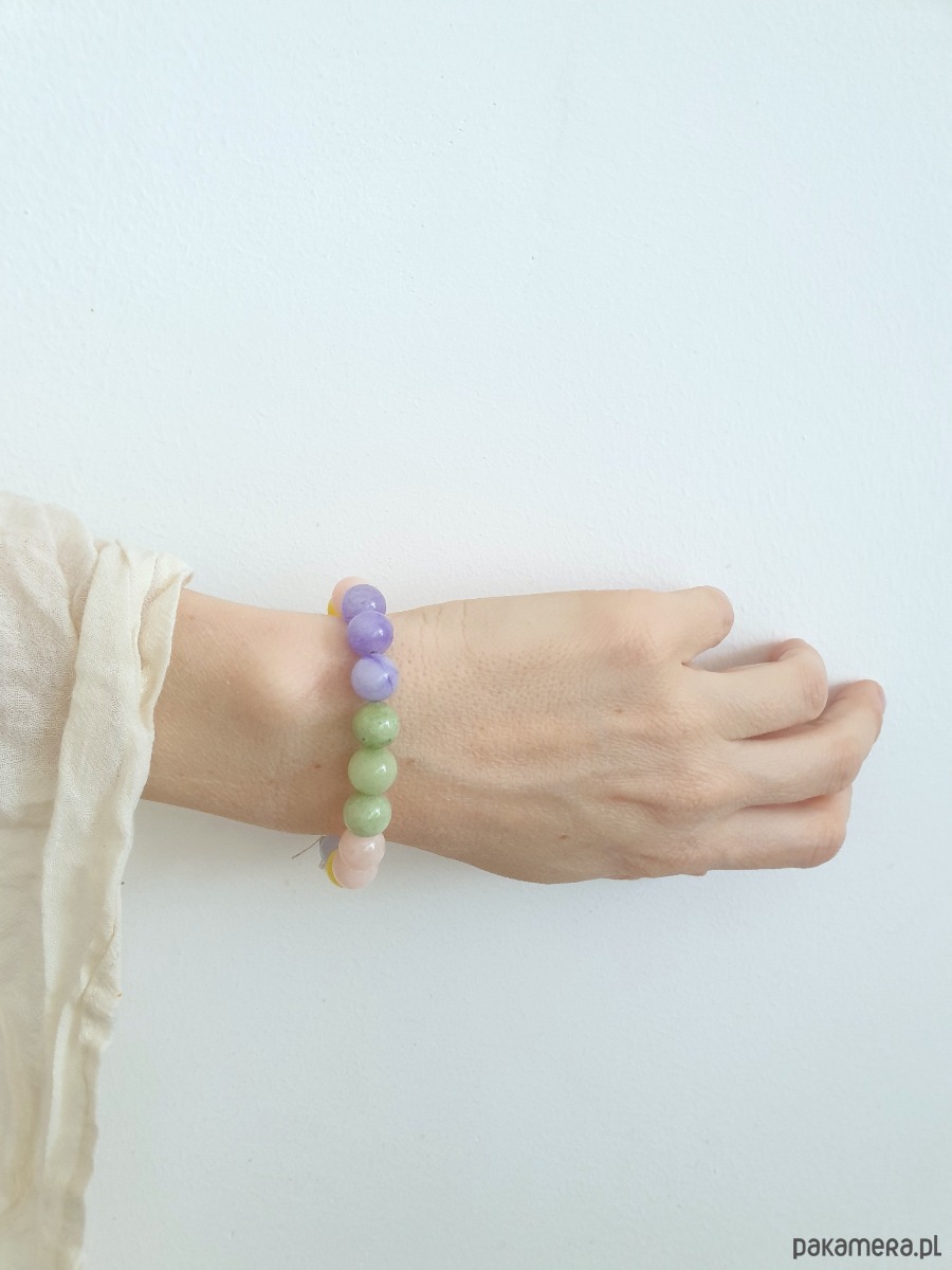 bransoletki z kamieni naturalnych Bransoletka SPRING z jadeitem, fiolet, róż, żółty, zieleń 4