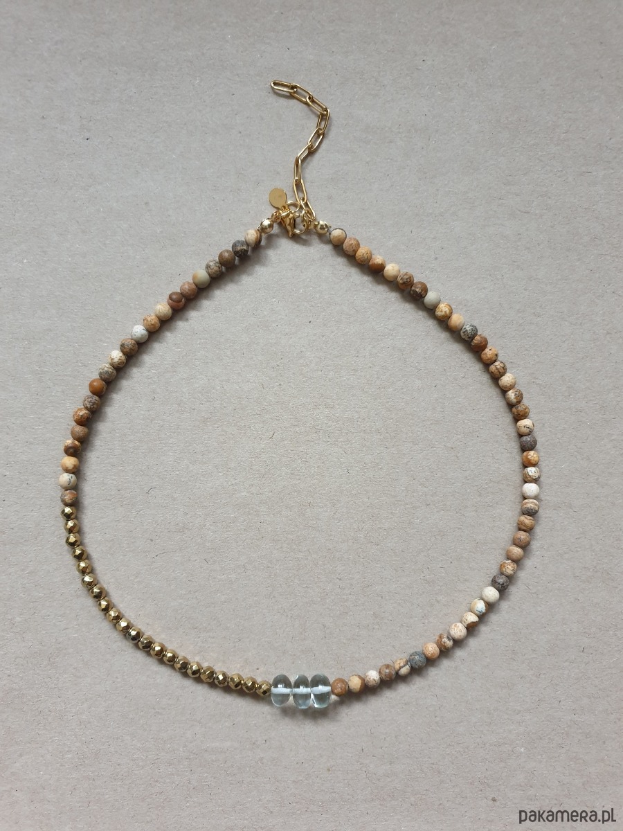 chokery Naszyjnik choker ROOTS jaspis obrazkowy, prasiolit, hematyt 3