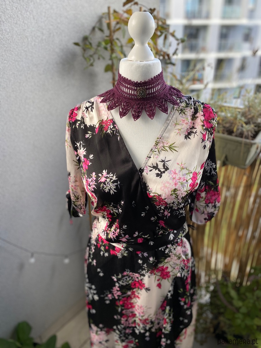 chokery Purpurowy koronkowy vintage naszyjnik 2