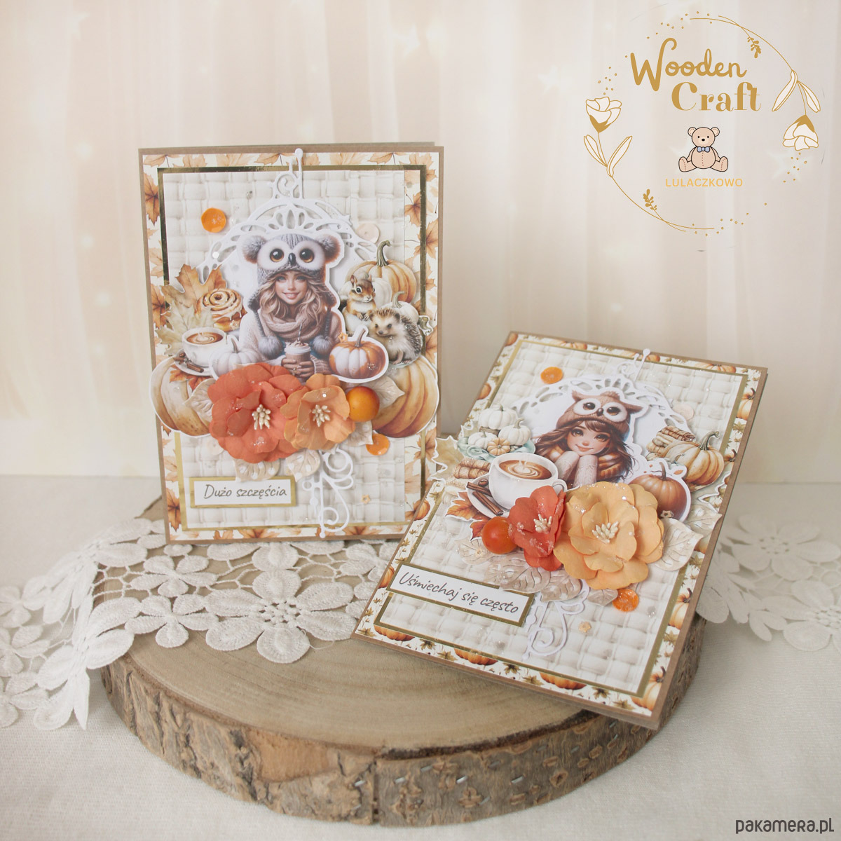 kartki scrapbooking Kobieca kartka urodzinowa z motywem jesieni "Autumn 2" GOTOWA 3
