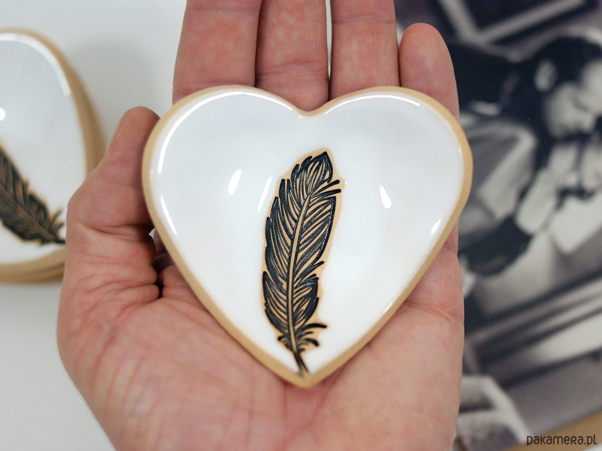 pojemniki na biżuterię Ceramiczne miseczka na twoje drobiazgi z piórkiem 2