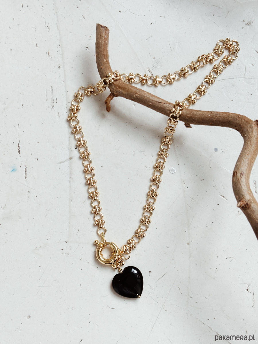 złote naszyjniki Naszyjnik łańcuszek Agat Czarny 1