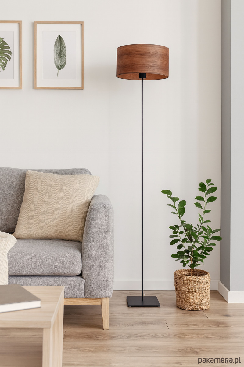lampy podłogowe Lampa stojąca metalowa z abażurem walec 30 cm MEKSYK ECO 3