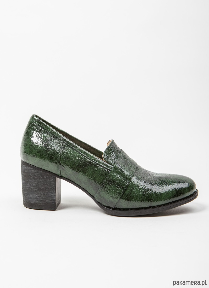 półbuty damskie PÓŁBUTY NA 6 CM SŁUPKU - SKÓRA NATURALNA - MODEL 250 - BUTELKOWA ZIELEŃ 2