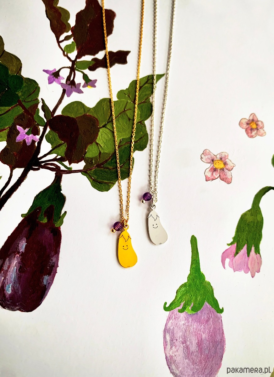 srebrne naszyjniki Bakłażan- Happy Aubergine- Naszyjnik 2