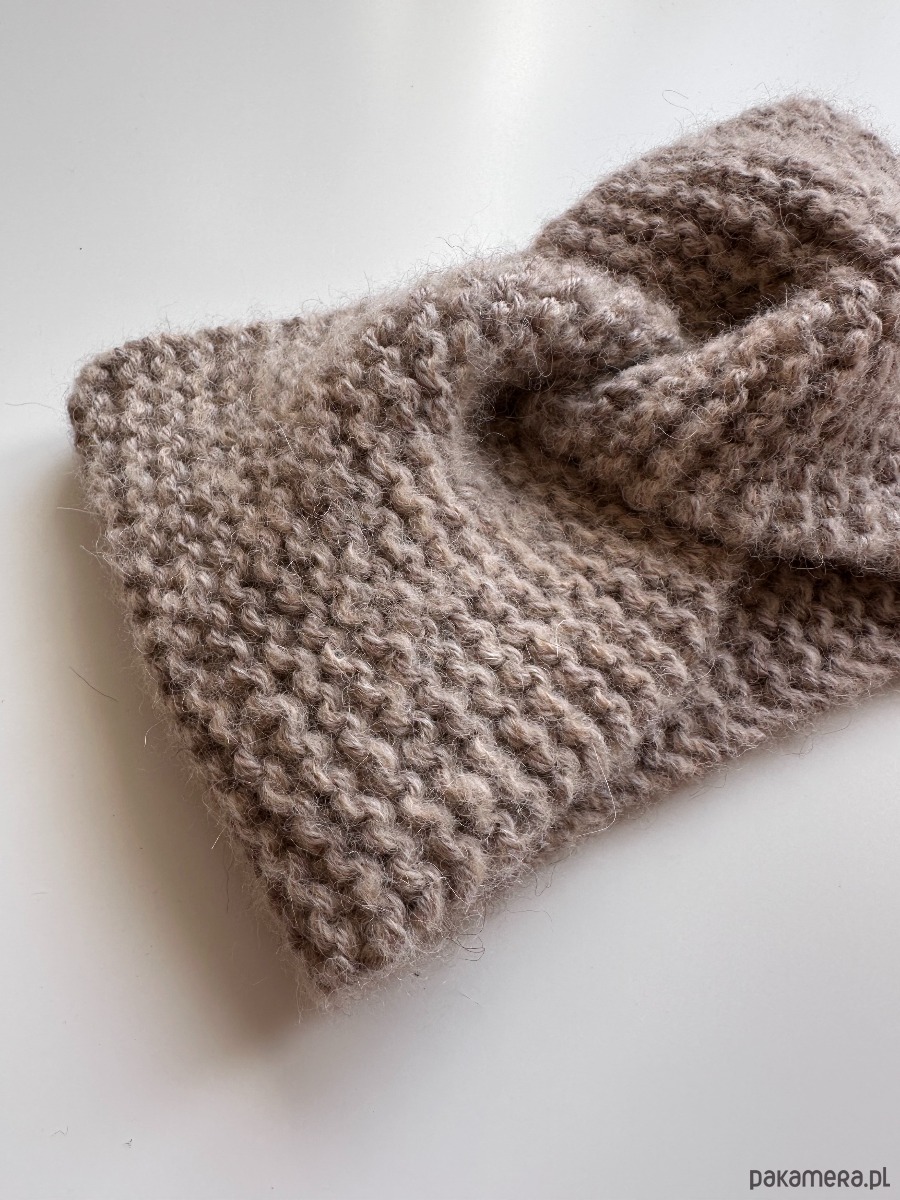 opaski do włosów Wełniana opaska twist na głowę 100%  alpaka, beżowa 4