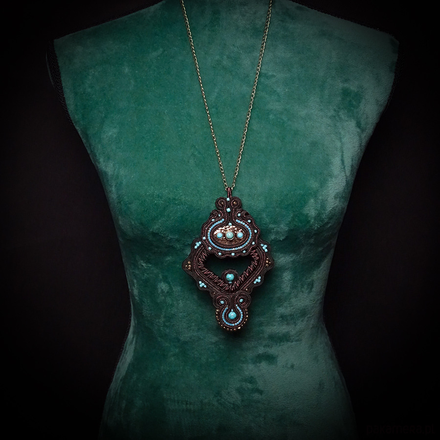 komplet biżuterii Brąz i turkus - sutaszowy komplet biżuterii 3