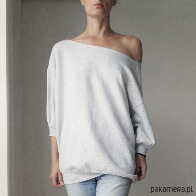 bluza bez kaptura damska Wielka Dwustronna Bluza Bomba Jasnoszara 3