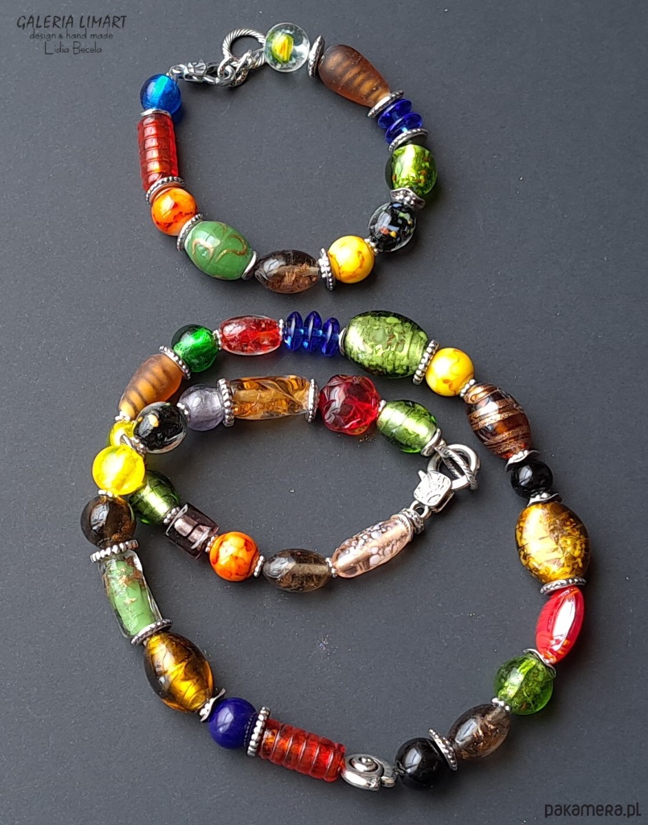 bransoletki z kamieni naturalnych Vintage style elegancka bransoletka ze szkła weneckiego multicolor Prezent lux 9