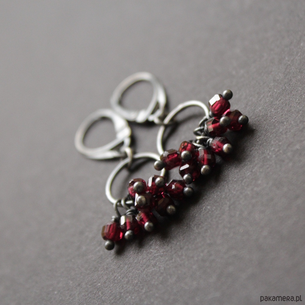 kolczyki z kamieniami Kolczyki cyganeczki z granatami 5