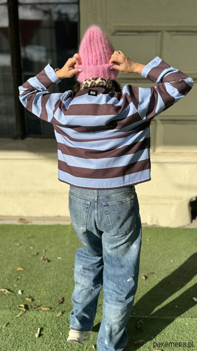 kurtki damskie Kurtka w pasy z kołnierzykiem 5