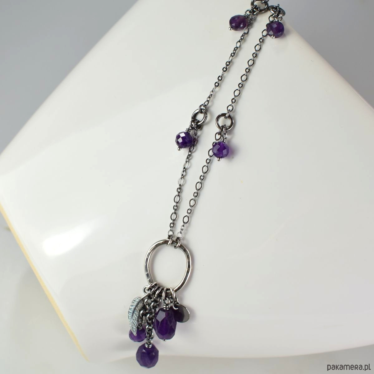 srebrne naszyjniki Ametystowy czar  - srebrny naszyjnik 2